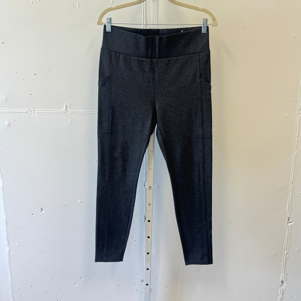 Lou & Grey Charcoal Gray Heathered High Rise Pocket Pull On Leggings Pants Med